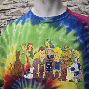Vibrant Blue and Green Tie-Dye Short Sleeve Tee